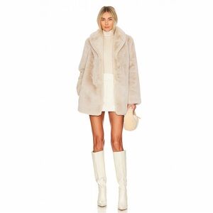 MAJORELLE Tatiana Faux Fur Coat in Oatmilk